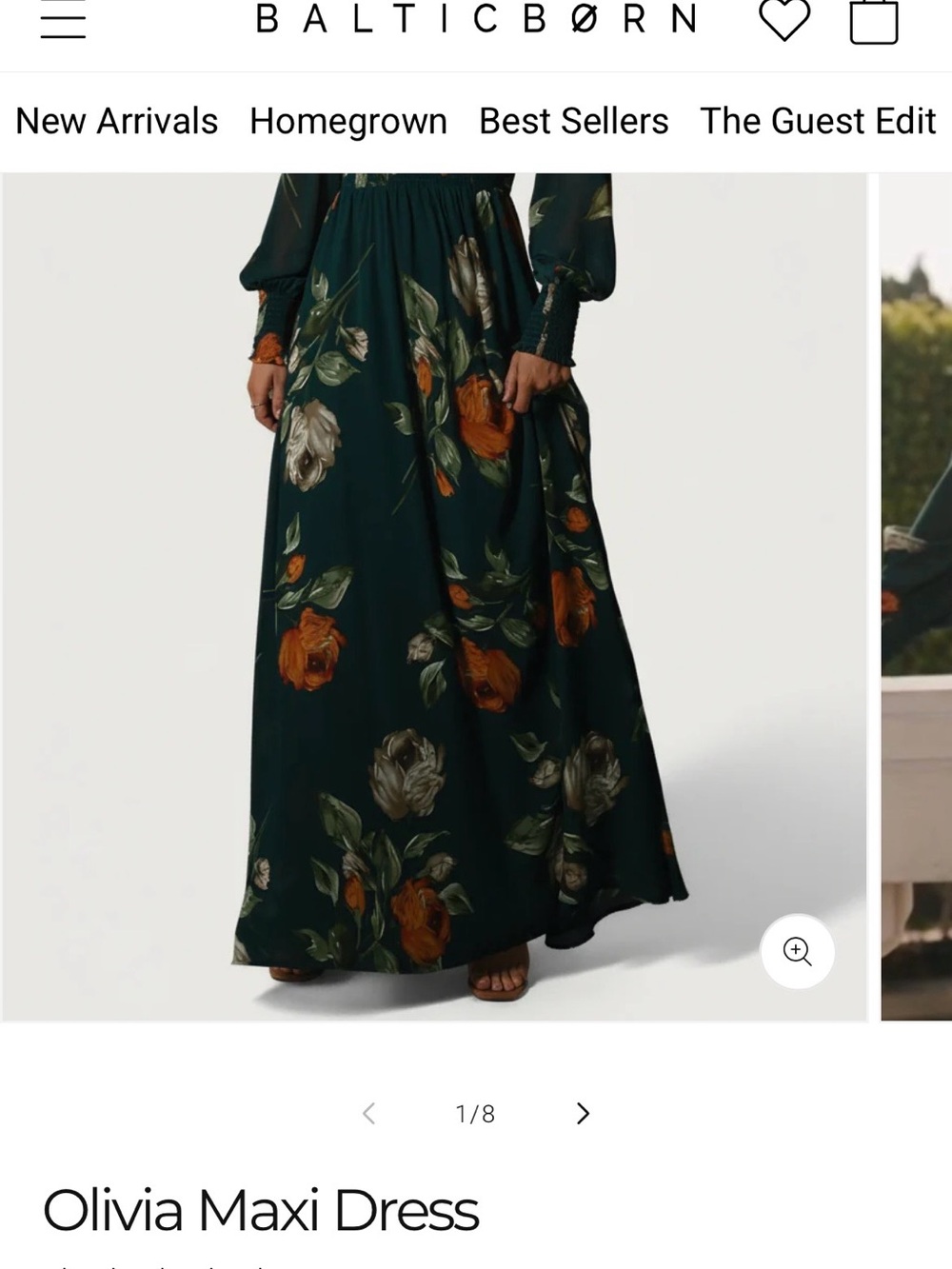 Baltic Born Teal Floral Maxi Dress with Orange Accents - Picture 8 of 8